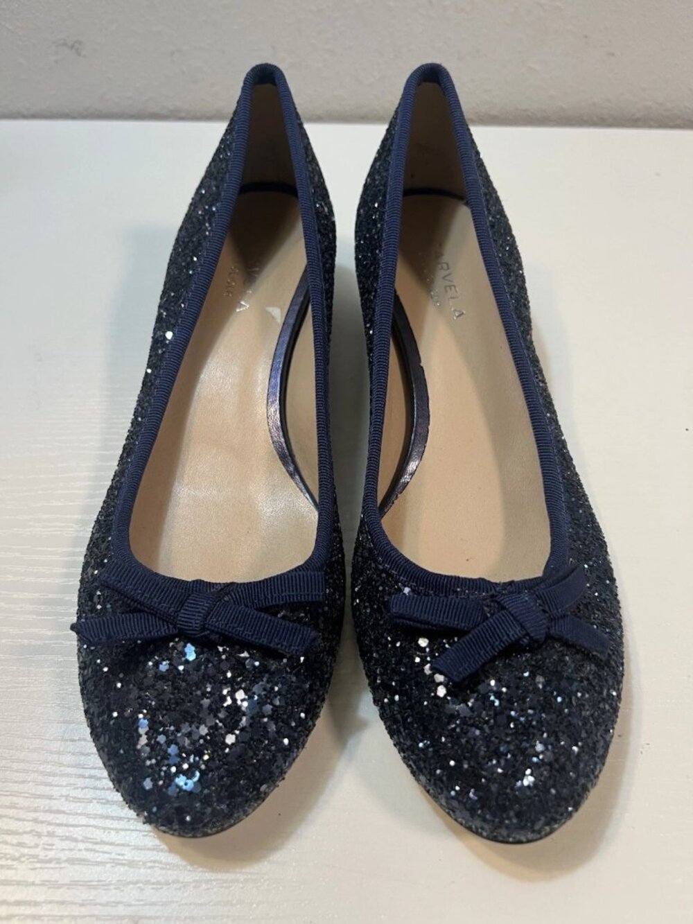 Carvela Size 7 Pumps Low Heels Ballet Slippers Kurt Geiger Blue Sparkle Glitter